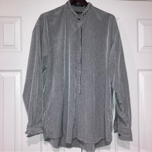 Bellini Collection Vintage Embroidered Gray Long Sleeve Button Up Blouse Large - Picture 7 of 10